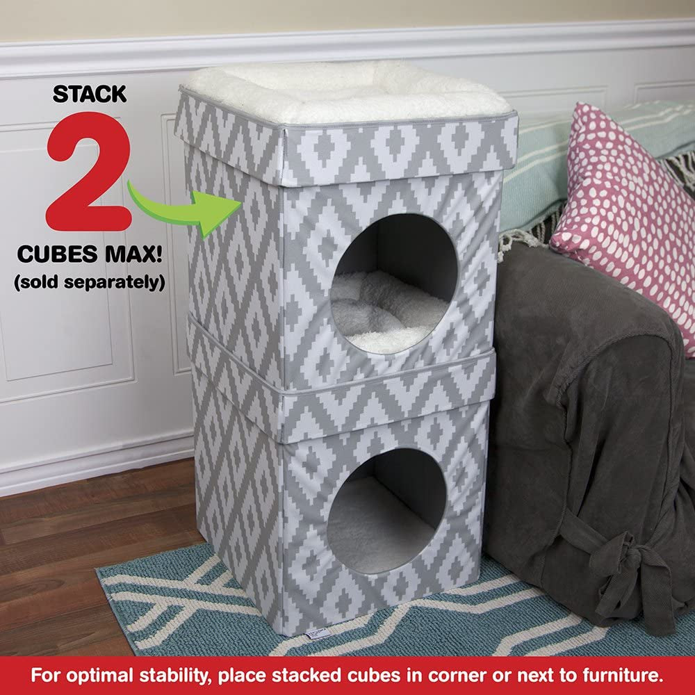 Large Cat Bed, Stackable Cat Cube, Indoor Cat House/Cat Condo, Cat Scratcher