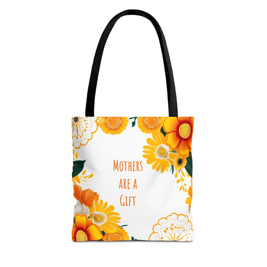 Mother's Day Tote Bag, Bright Flowers, Mother's Are A Gift Canvas Tote Bag