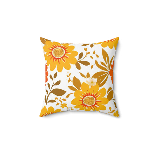 Bright Floral Pillow, Large Spring Flowers, Spun Polyester Square Pillow