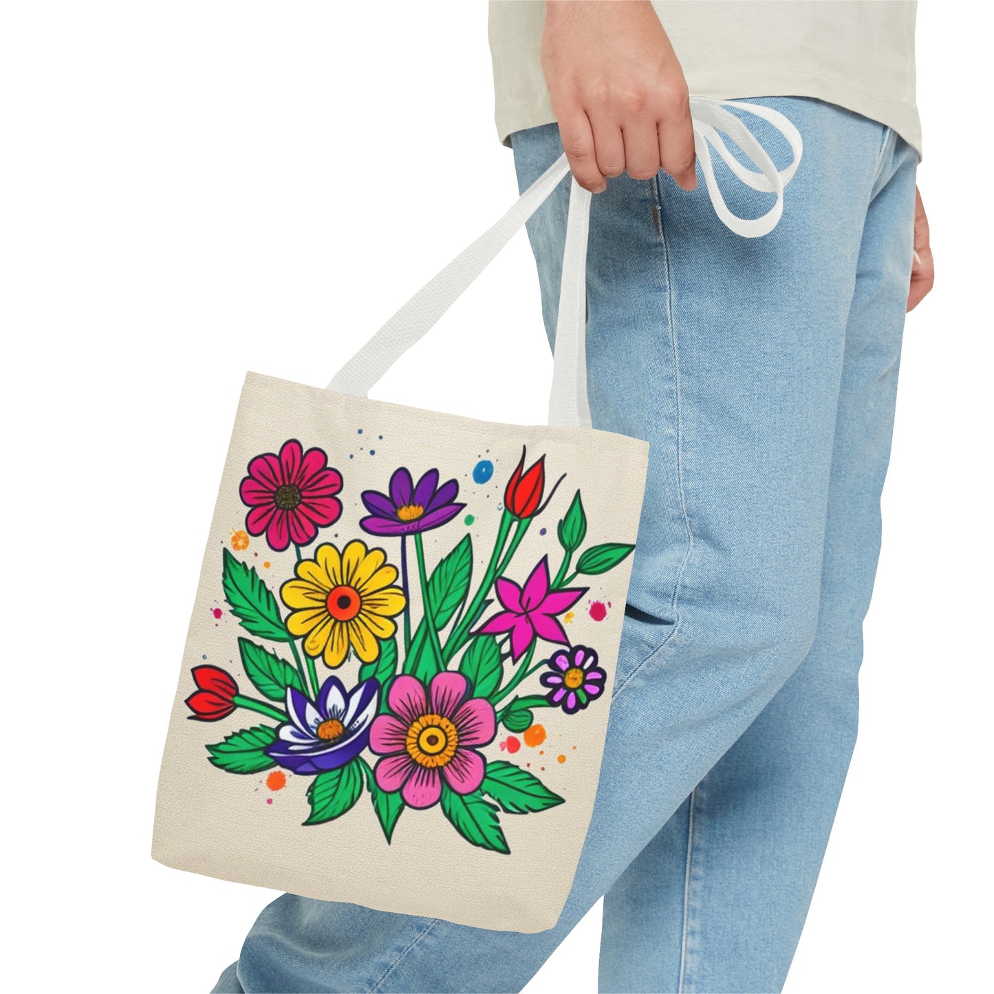 Summer Garden Tote Bag, Multiple Colors of Flowers, Grocery Bag, Shopping Tote