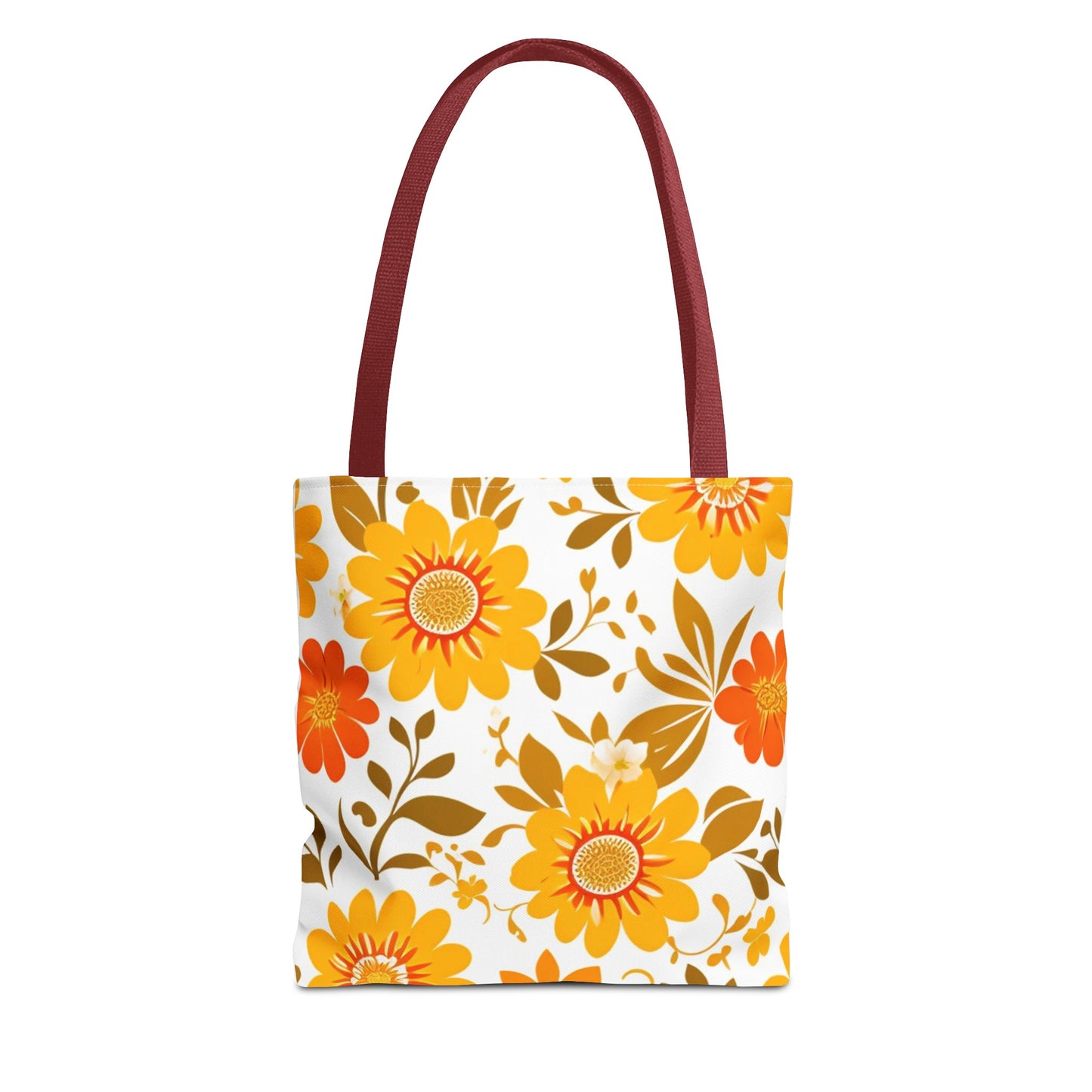 Floral Tote, Orange and Yellow Flowers, Tote Bag, Grocery Bag, Shopping Tote