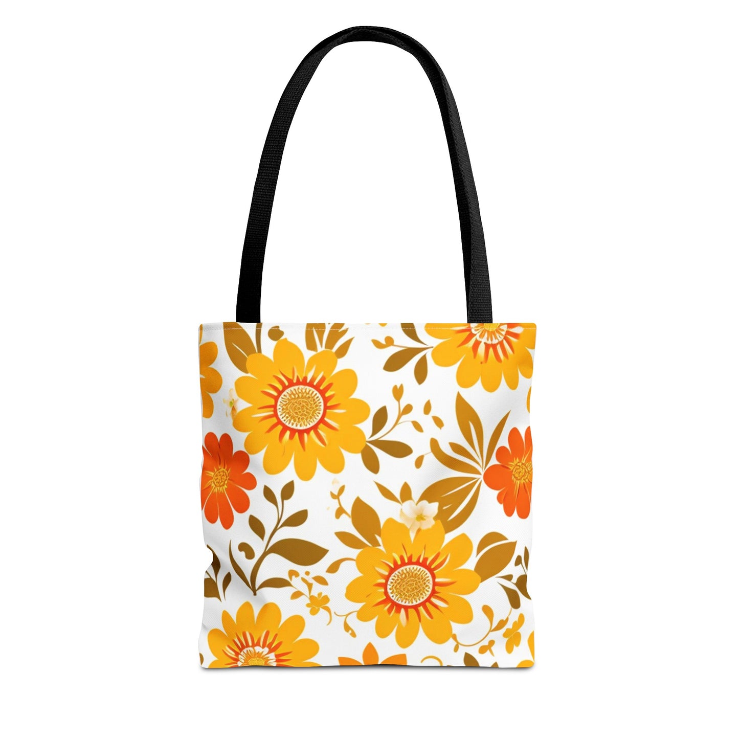 Floral Tote, Orange and Yellow Flowers, Tote Bag, Grocery Bag, Shopping Tote