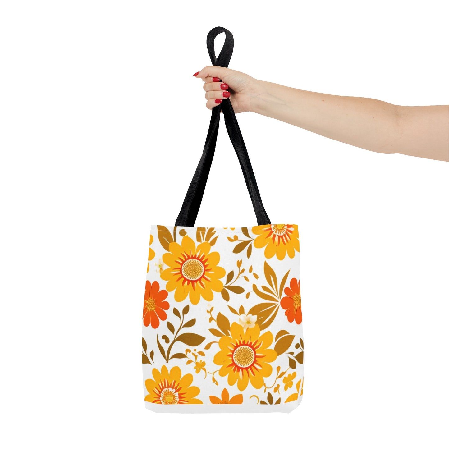 Floral Tote, Orange and Yellow Flowers, Tote Bag, Grocery Bag, Shopping Tote