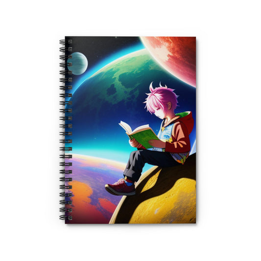 Anime Reading Journal, Colorful Spiral Notebook - Ruled Line, Anime Space Alien Reading Log