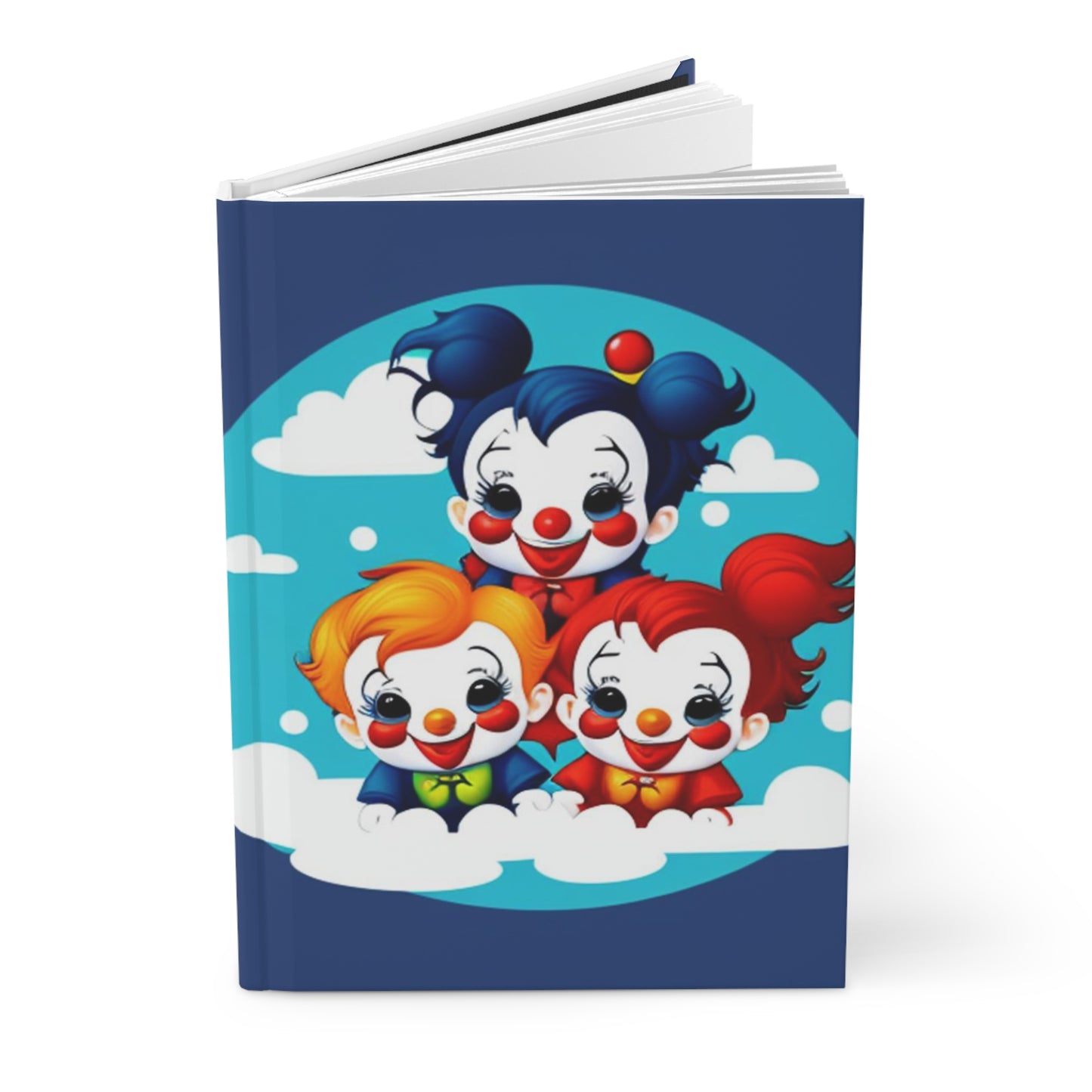 Baby Clown Journal, Hardcover Journal Matt, Cute Circus Themed Notebook