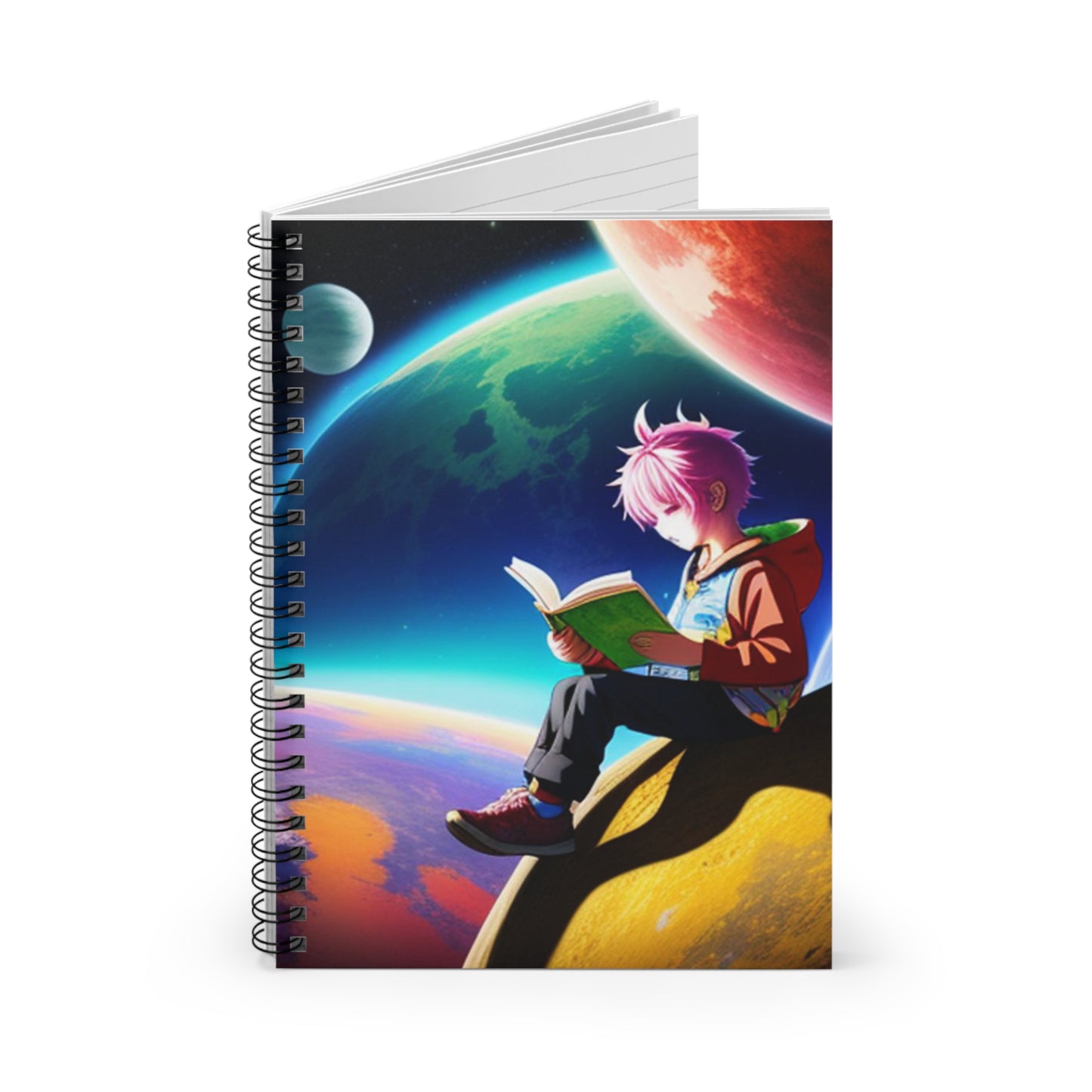 Anime Reading Journal, Colorful Spiral Notebook - Ruled Line, Anime Space Alien Reading Log