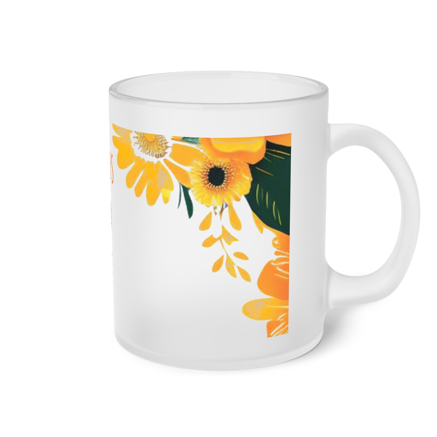 Mother's Day Mug, Mother's Mug with Flowers, Frosted Glass Mug