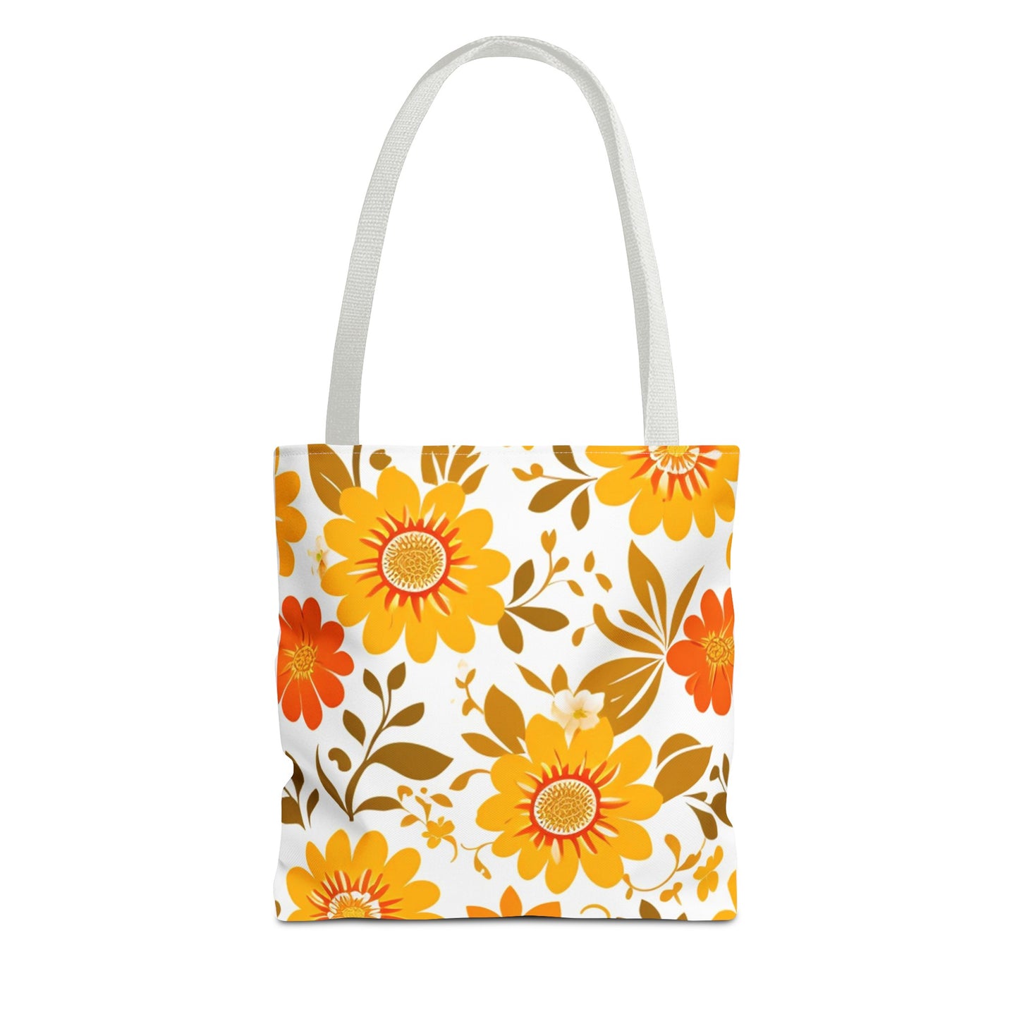 Floral Tote, Orange and Yellow Flowers, Tote Bag, Grocery Bag, Shopping Tote