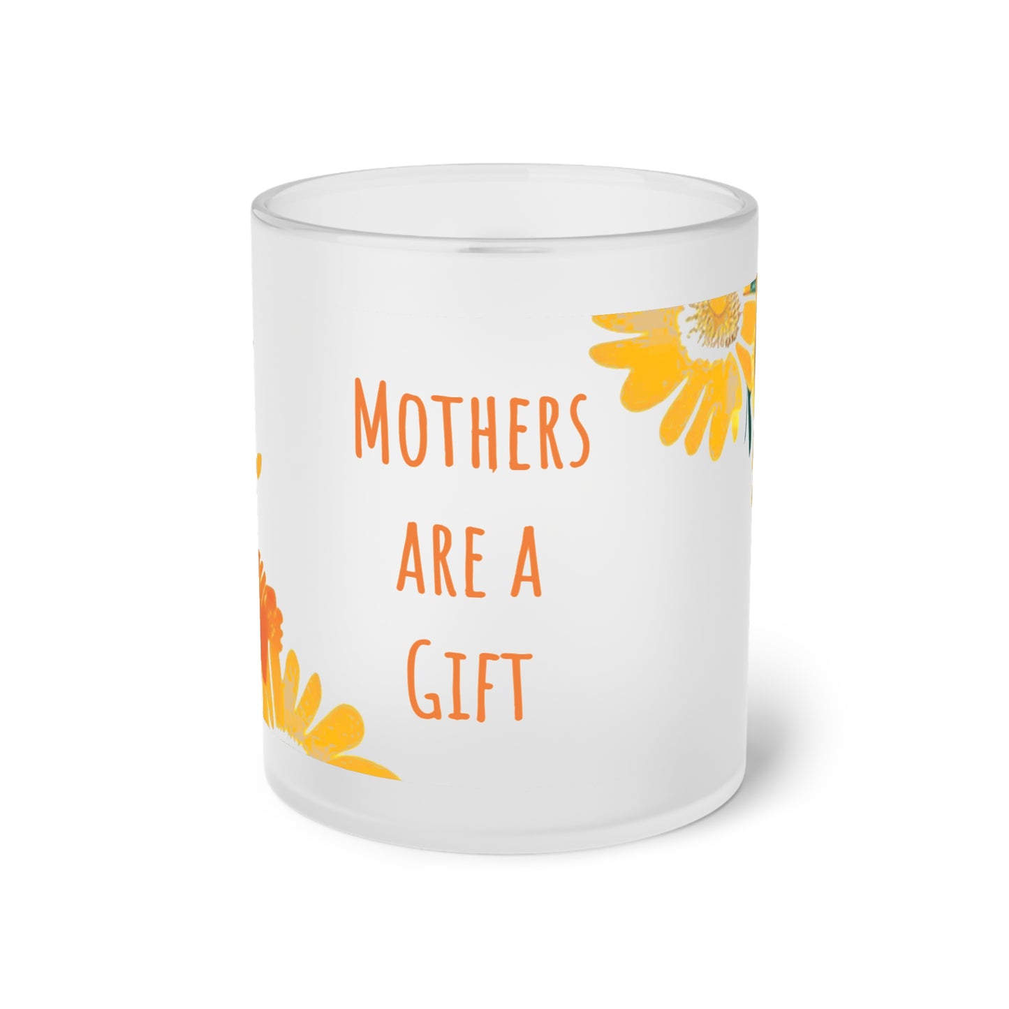 Mother's Day Mug, Mother's Mug with Flowers, Frosted Glass Mug