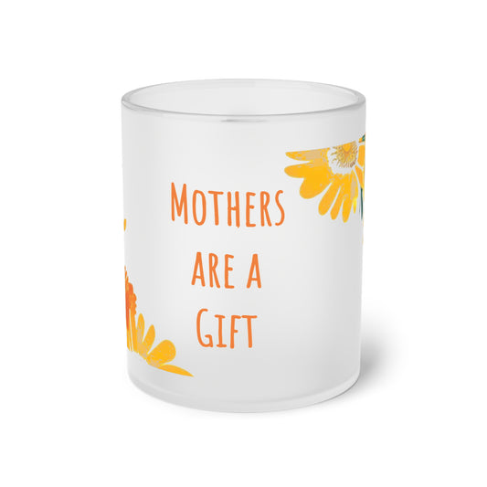 Mother's Day Mug, Mother's Mug with Flowers, Frosted Glass Mug