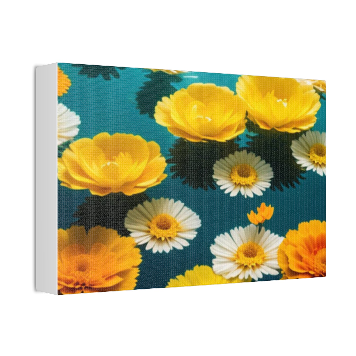 Waterlillies Wall Art, Canvas Stretched, Orange & Yellow Waterlillies Design