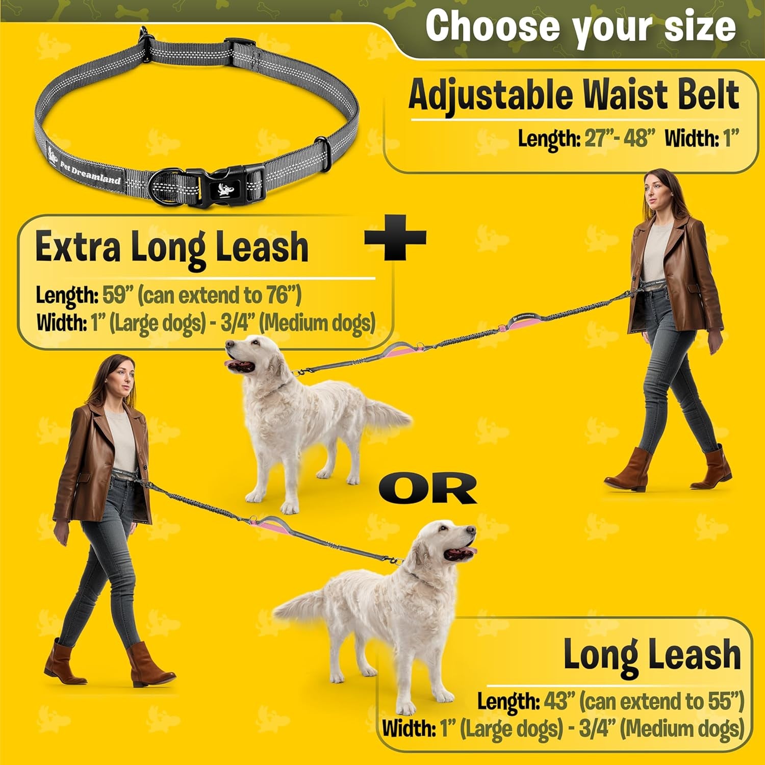 Exquisite Hands-Free Dog Leash for Large Dogs: Ultimate Comfort & Freedom for Running, Walking, Hiking. Premium Quality, Durable & Versatile Dog Leash Belt. Your Dog Will Love This Waist Leash