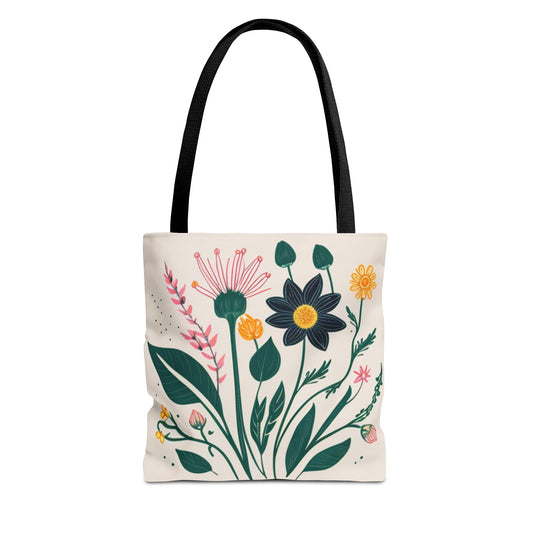 Garden Flowers Tote Bag, Multi Flowers Garden Design, Grocery Bag, Shopping Tote