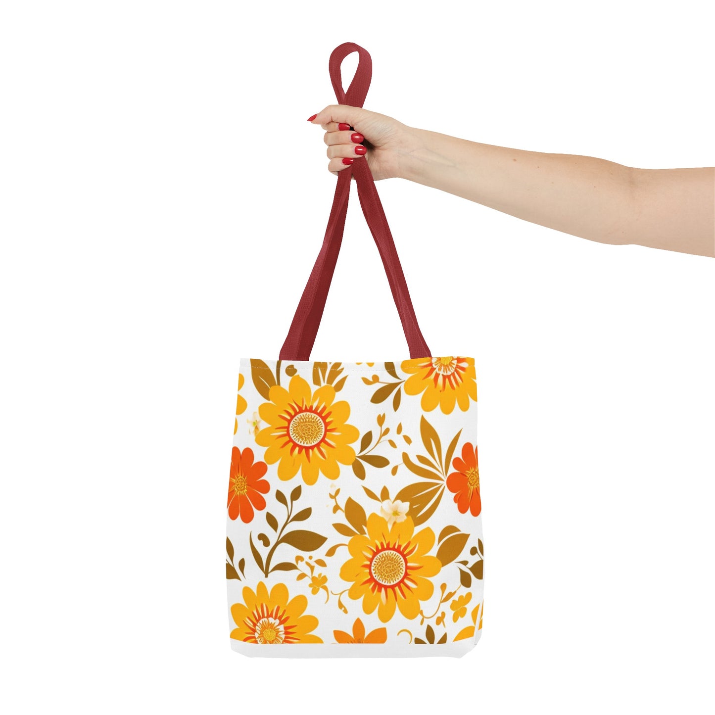 Floral Tote, Orange and Yellow Flowers, Tote Bag, Grocery Bag, Shopping Tote