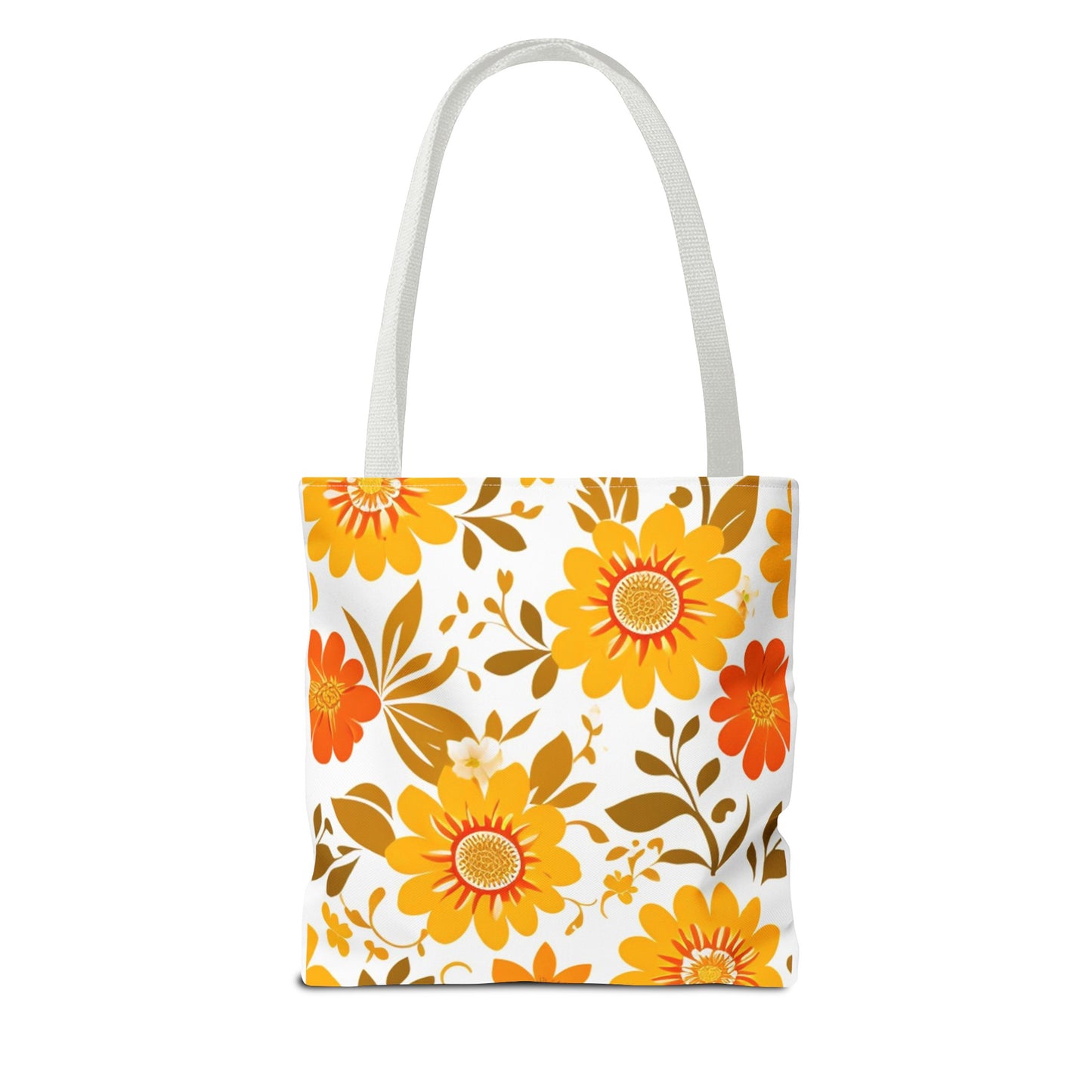 Floral Tote, Orange and Yellow Flowers, Tote Bag, Grocery Bag, Shopping Tote