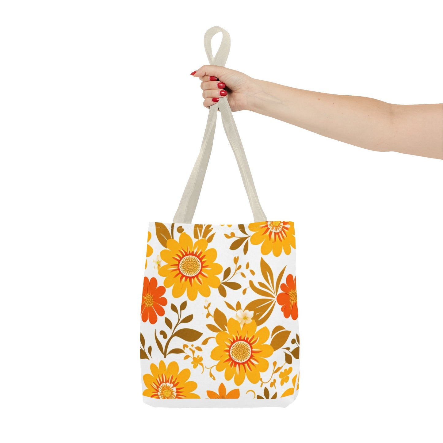 Floral Tote, Orange and Yellow Flowers, Tote Bag, Grocery Bag, Shopping Tote