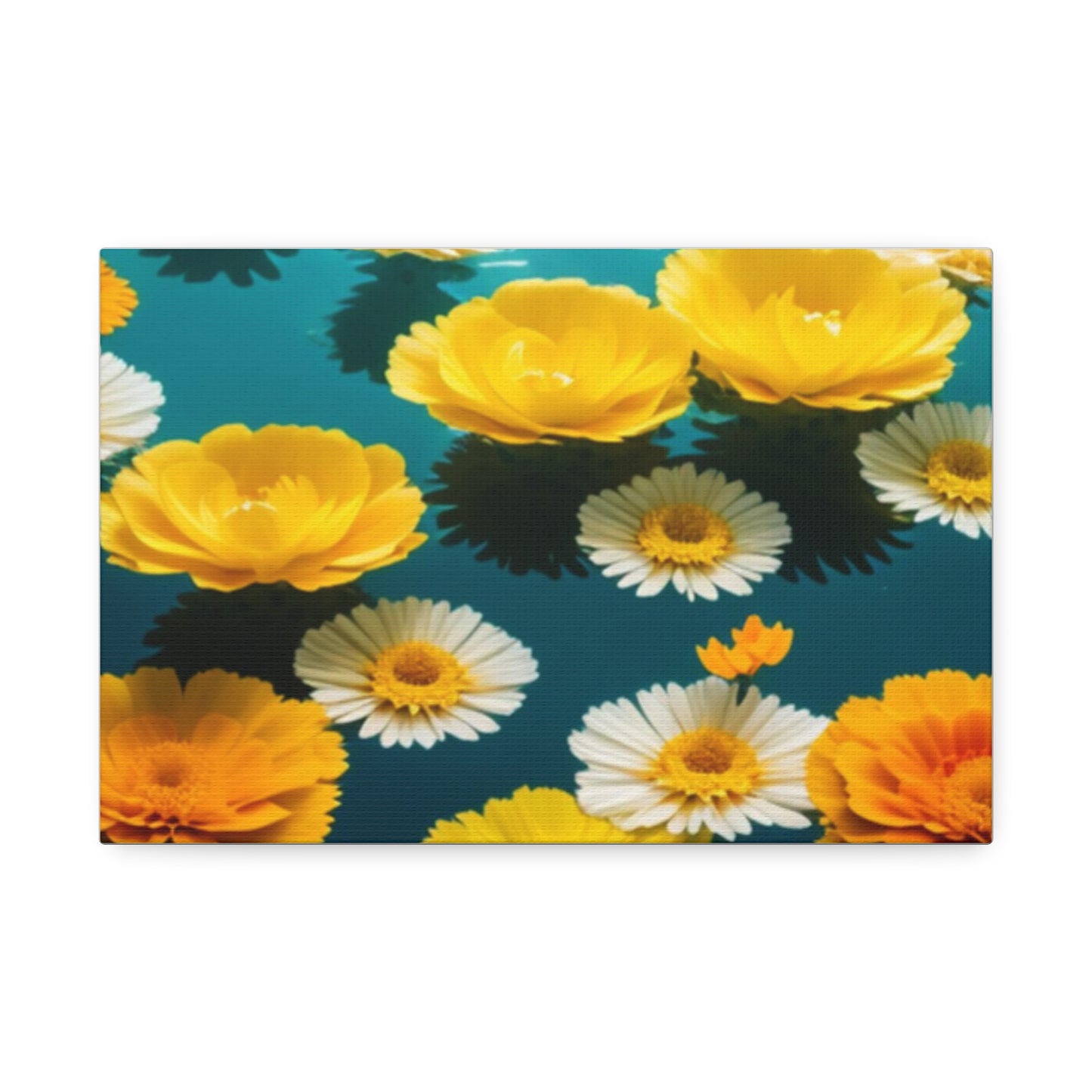 Waterlillies Wall Art, Canvas Stretched, Orange & Yellow Waterlillies Design