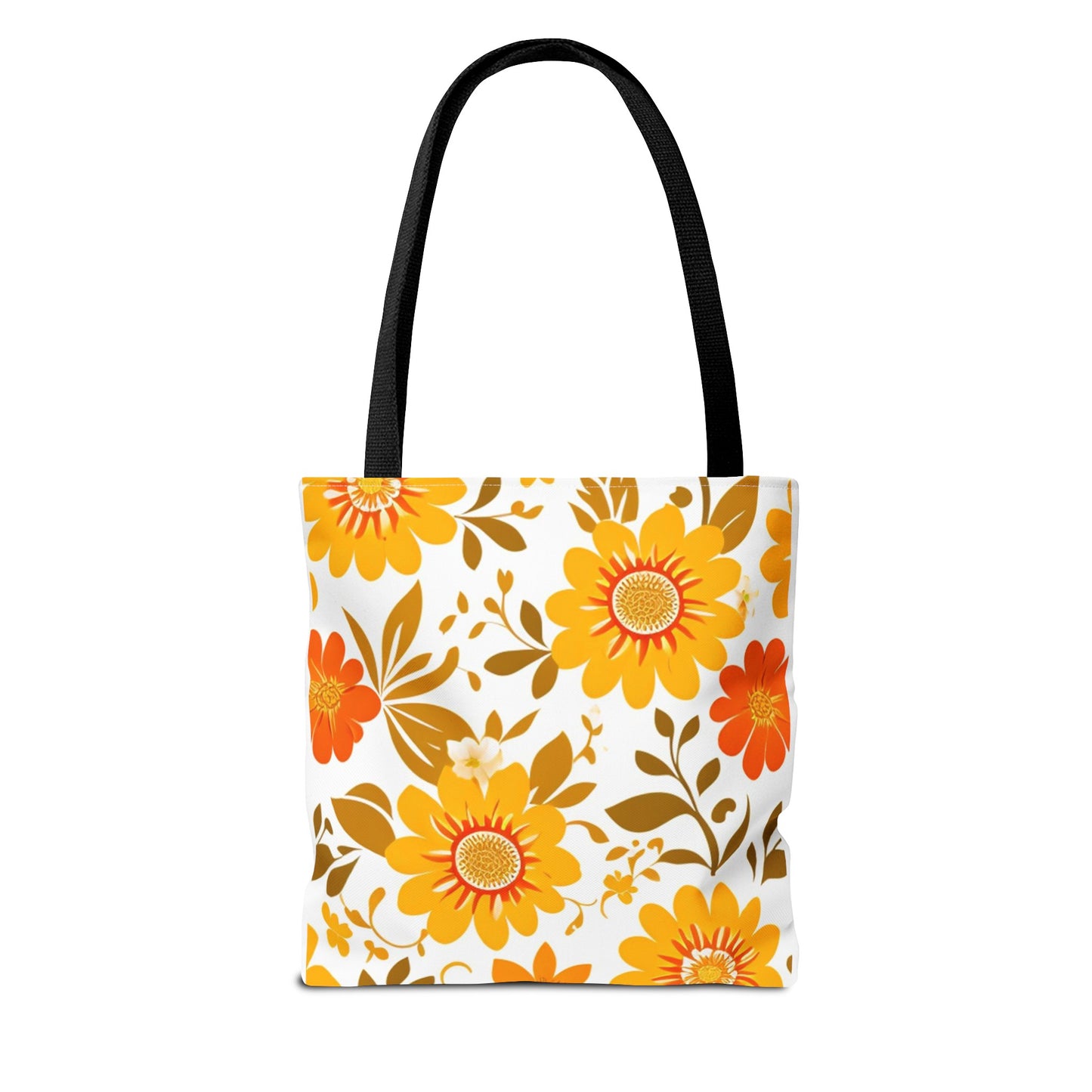 Floral Tote, Orange and Yellow Flowers, Tote Bag, Grocery Bag, Shopping Tote