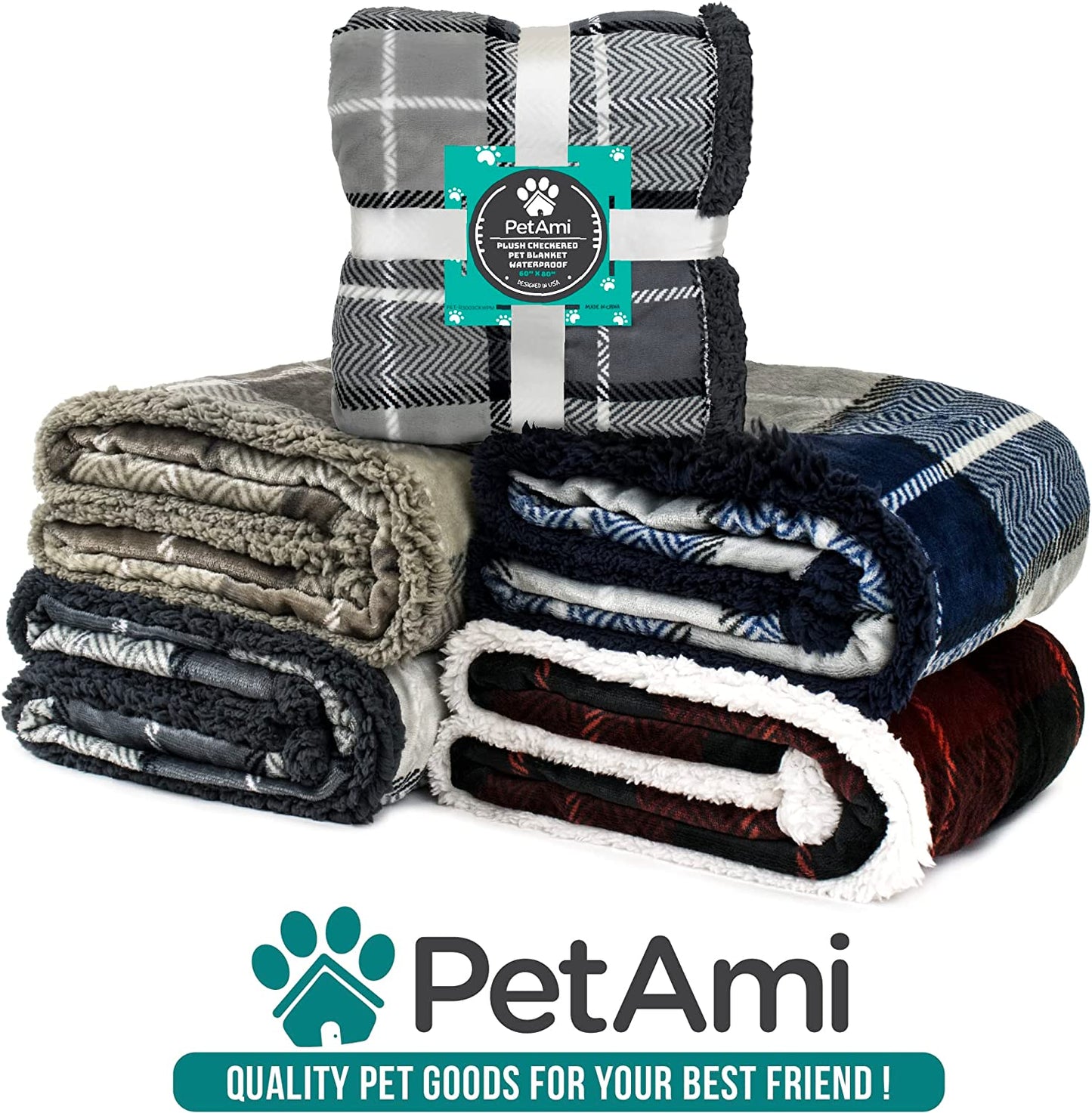 Dog Blanket for Medium Large Dogs, Pet Bed Blanket Cat Puppy Kitten, Fleece Furniture Couch Cover Protector Sofa Car, Soft Sherpa Dog Throw Plush Reversible Washable, 40X60 Plaid Navy Blue