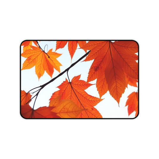 Colorful Autumn Leaves Desk Mat - Fall Home Office Decor, Decorative Desk Pad