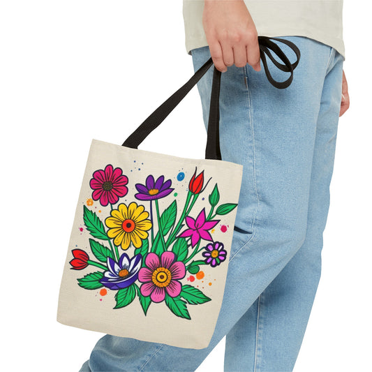 Summer Garden Tote Bag, Multiple Colors of Flowers, Grocery Bag, Shopping Tote