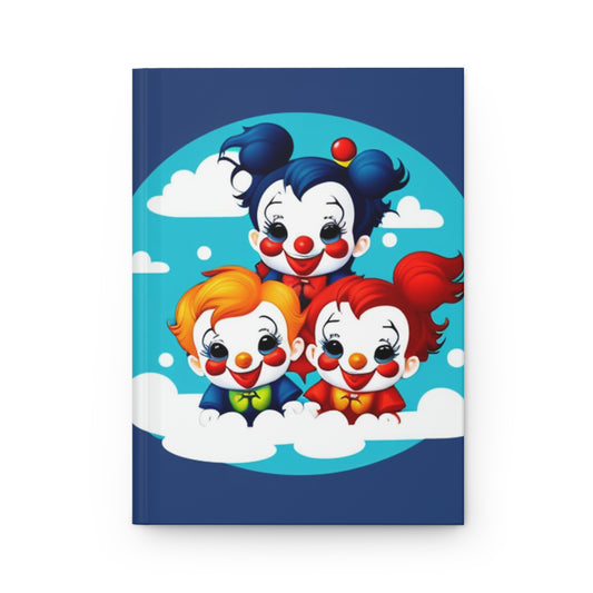 Baby Clown Journal, Hardcover Journal Matt, Cute Circus Themed Notebook