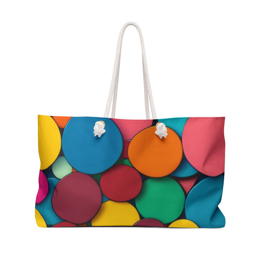 Weekender Bag, Overnight Bag, Beach Bag, Shopping, Colorful Circles