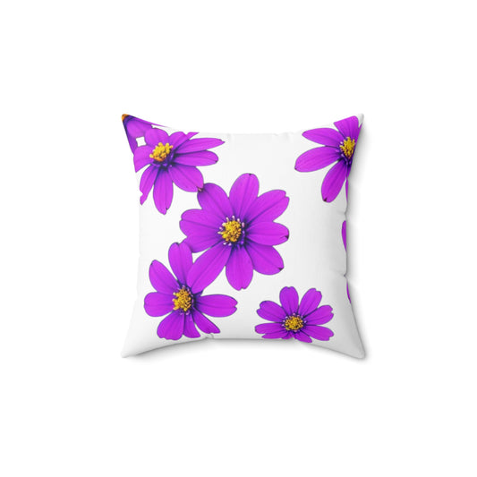 Colorful Purple Flowers, Purple Floral Pillow, Spun Polyester Square Pillow